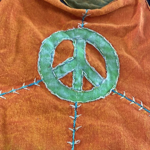 Peace sign & Flowers long shoulder bag - Picture 7 of 16